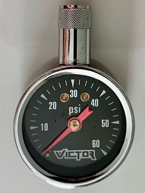Victor PSI Tire Pressure Gauge - Black Dial with Red Needle
